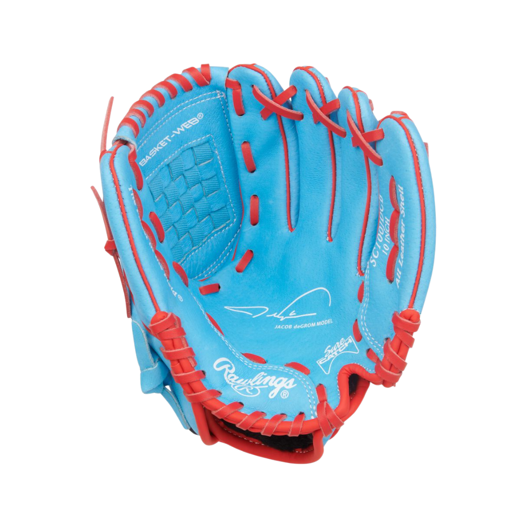 Image of Rawlings Sure Catch Jacob deGrom Glove 10'' (Columbia Blue/Red)