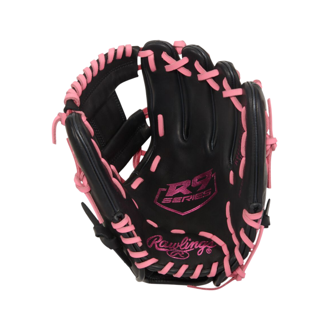 Image of Rawlings R9 Contour 11.25-Inch Infield Glove (Black/Pink)