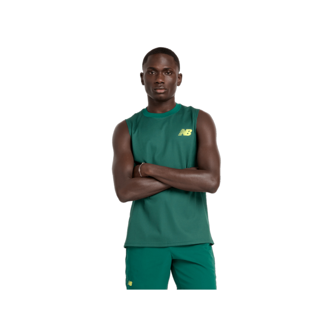 New Balance M's Athlete Tennis Tank (Green/Yellow)