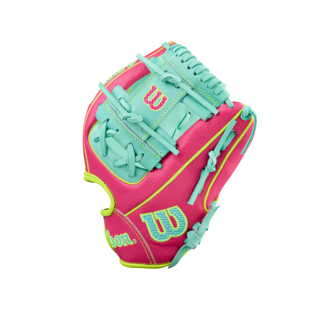 Image of Wilson A2000 SCDP15SS Infield Glove (Hot Pink/ Mint) 11.5''