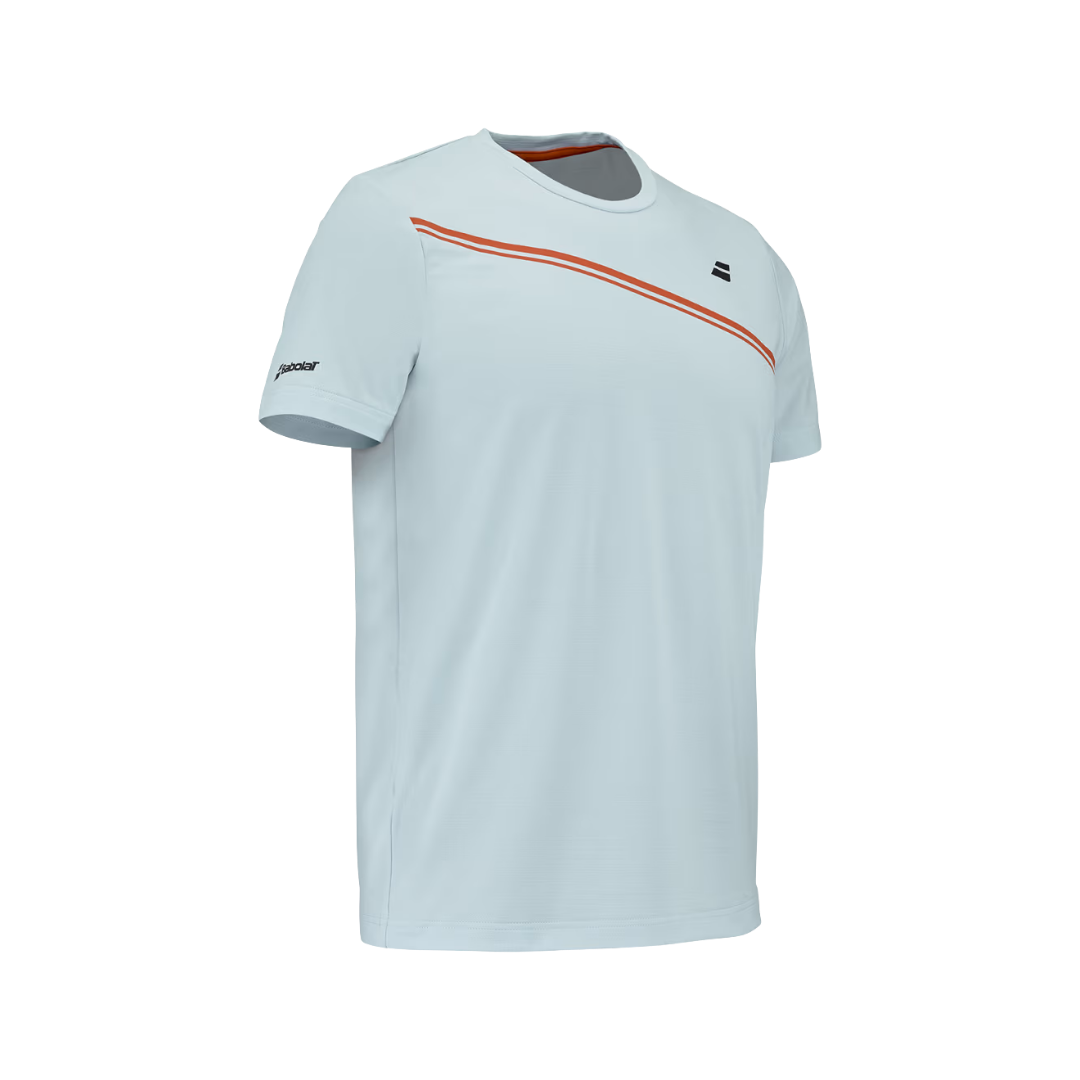 Image of Babolat Play Crew Neck Tee Men (Light Blue/Orange)