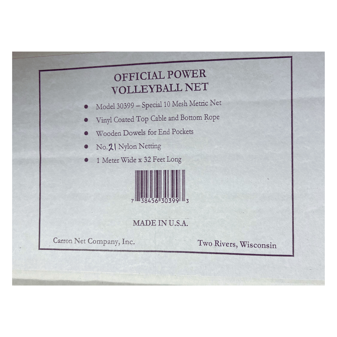 Carron Net Volleyball Net Cable (10 Mesh Wide) 75M X 1 - Deportes Salvador Colom