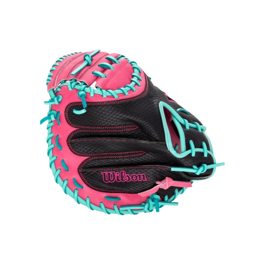 Image of Wilson A1000 Catcher's Mitt CM33 SSS 33''(Black/Teal/Pink)