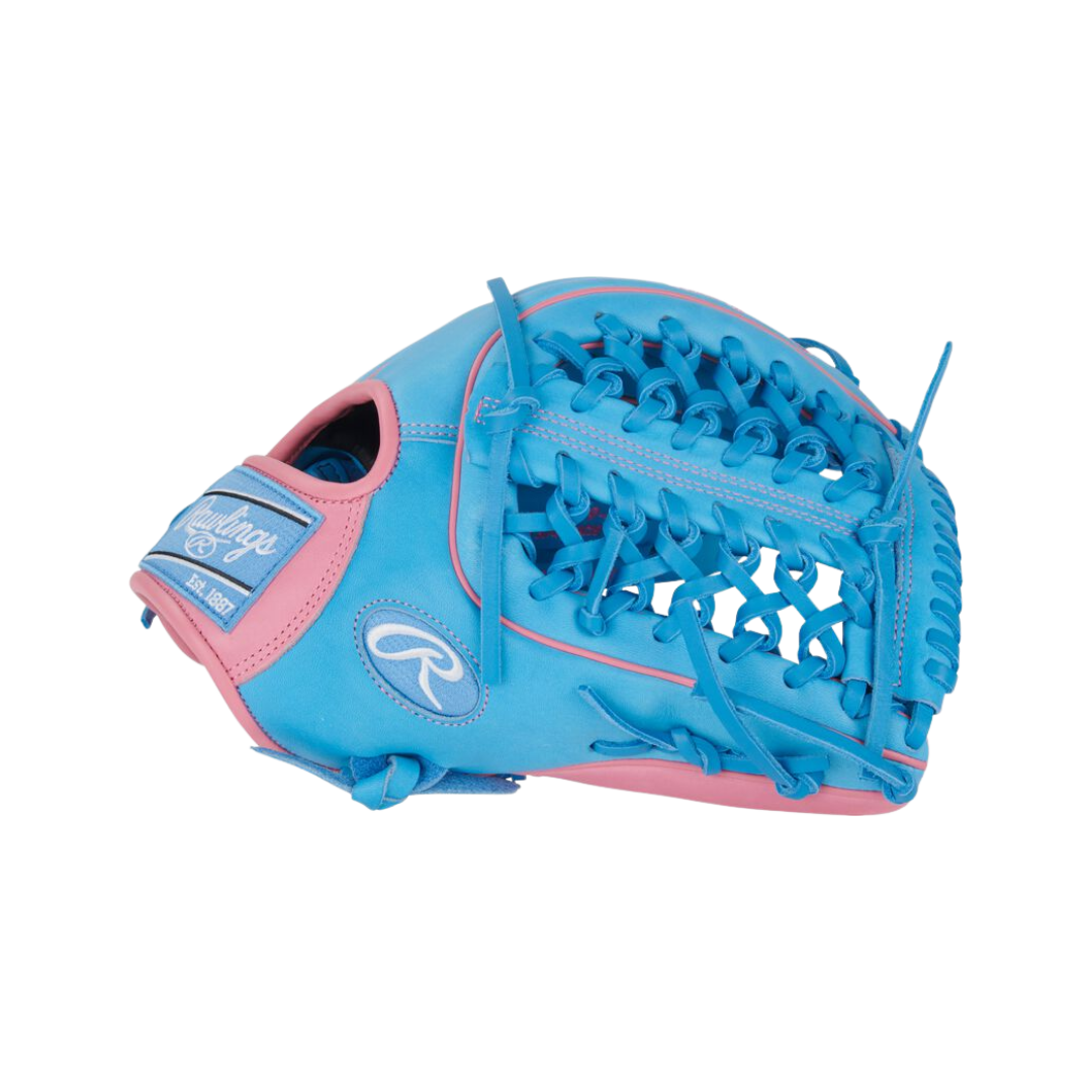 Image of Rawlings HOH Series OF Left Hand Thrower Glove 12.75'' (Columbia Blue/Pink)