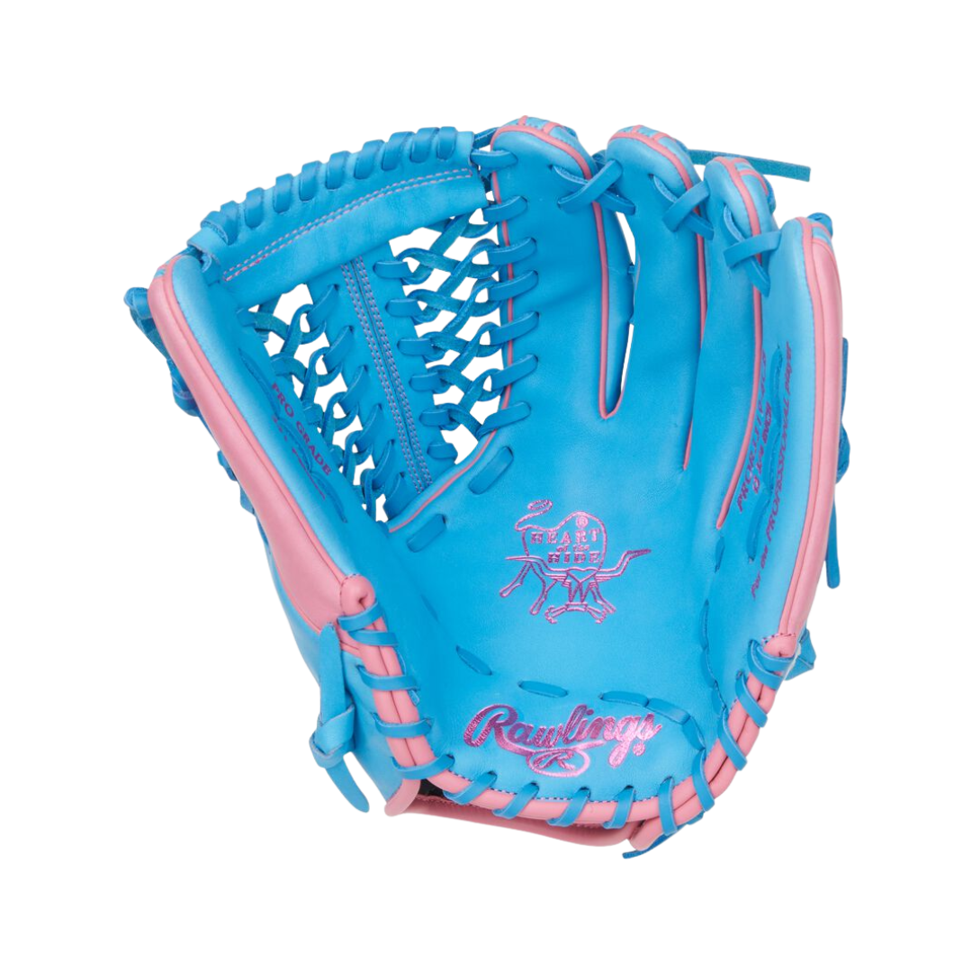 Image of Rawlings HOH Series OF Left Hand Thrower Glove 12.75'' (Columbia Blue/Pink)
