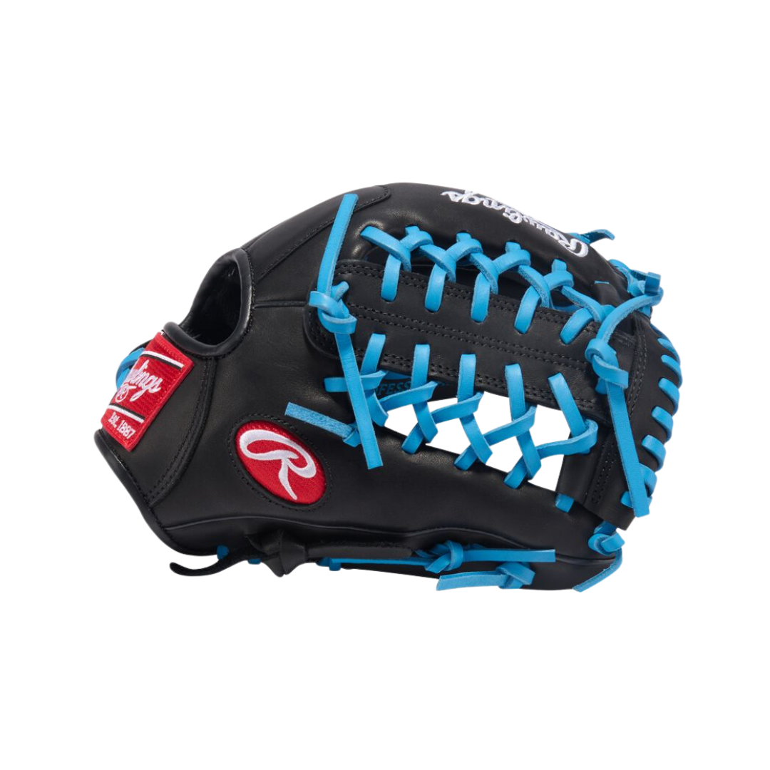 Image of Rawlings R9 Series Left Hand Thrower Glove 11.5'' (Black/Columbia Blue)