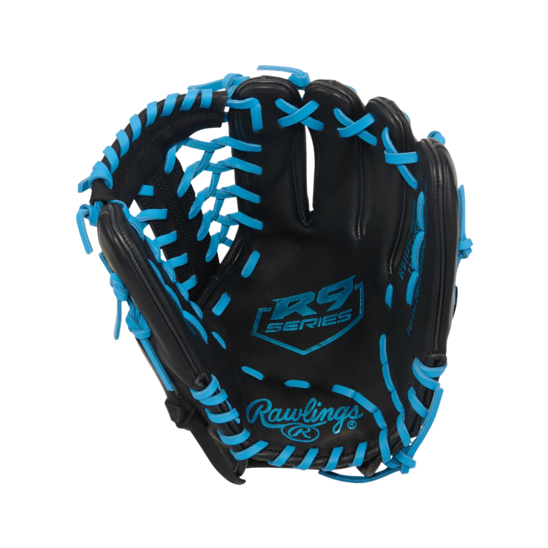 Rawlings R9 Series Left Hand Thrower Glove 11.5'' (Black/Columbia Blue)