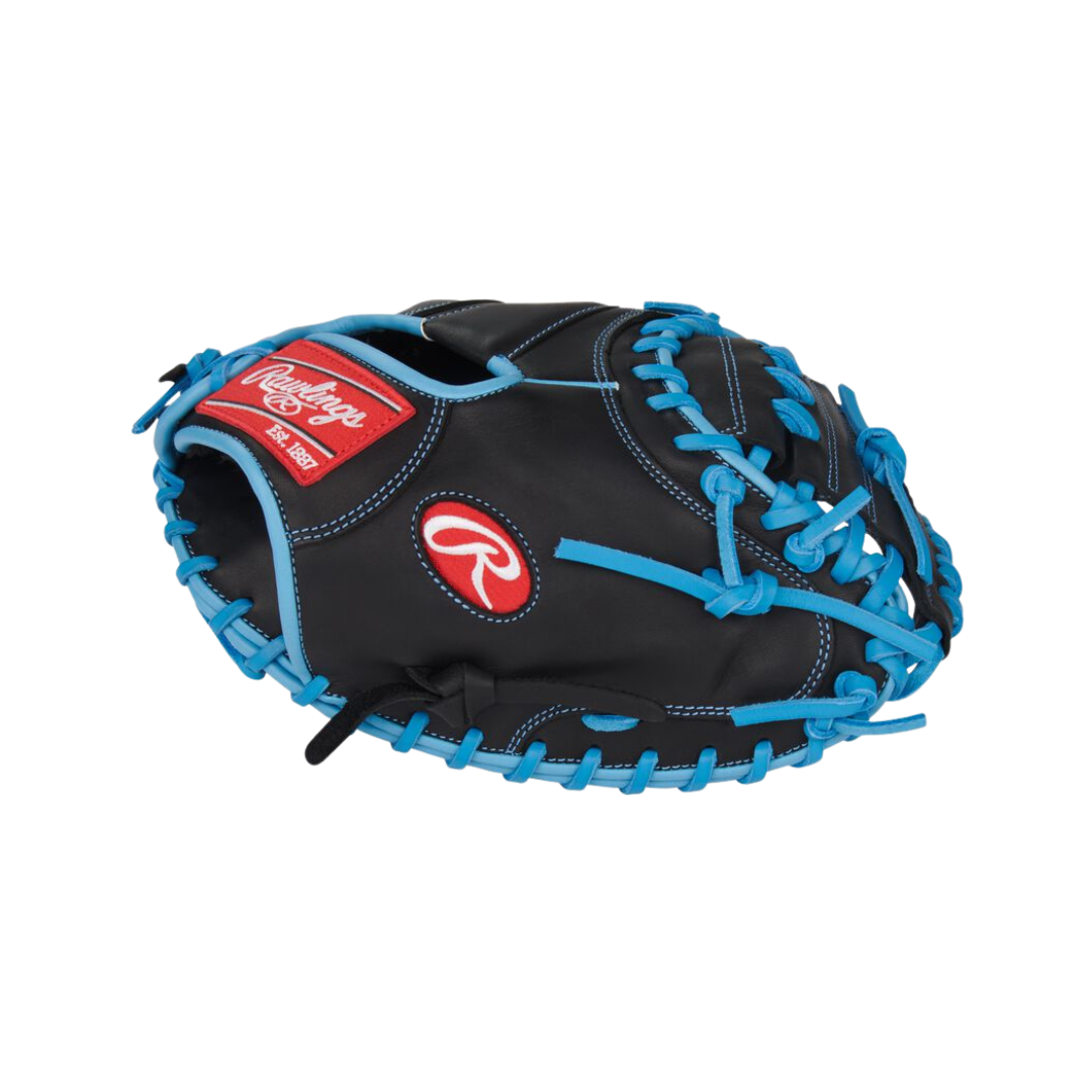 Image of Rawlings R9 Series Catcher's Mitt 32.5'' (Black/Columbia Blue)