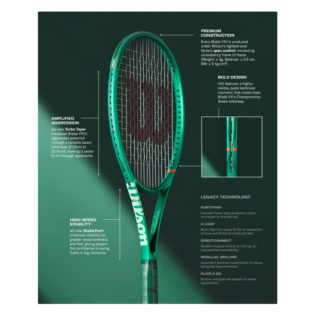 Image of Wilson Blade 98 16x19 V10 Frame Racket 4 3/8'' (Green)