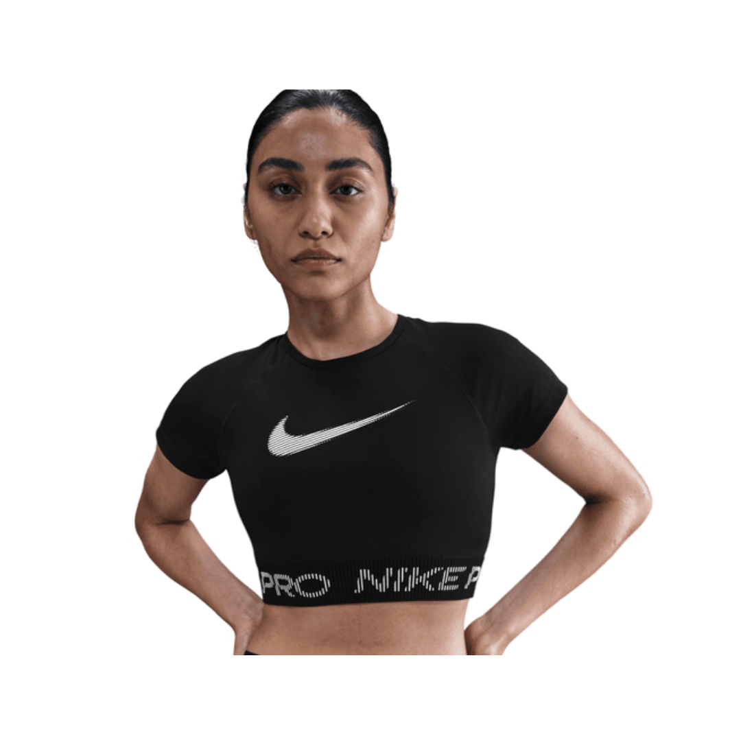 Nike Pro Women Dri-FIT Cropped Graphic Top (Black)