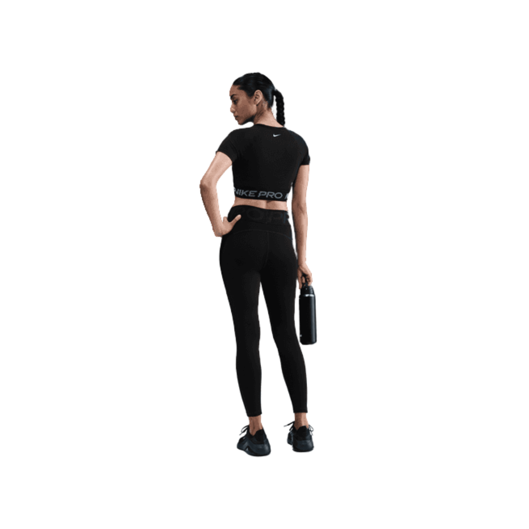 Image of Nike Pro Women Dri-FIT Cropped Graphic Top (Black)