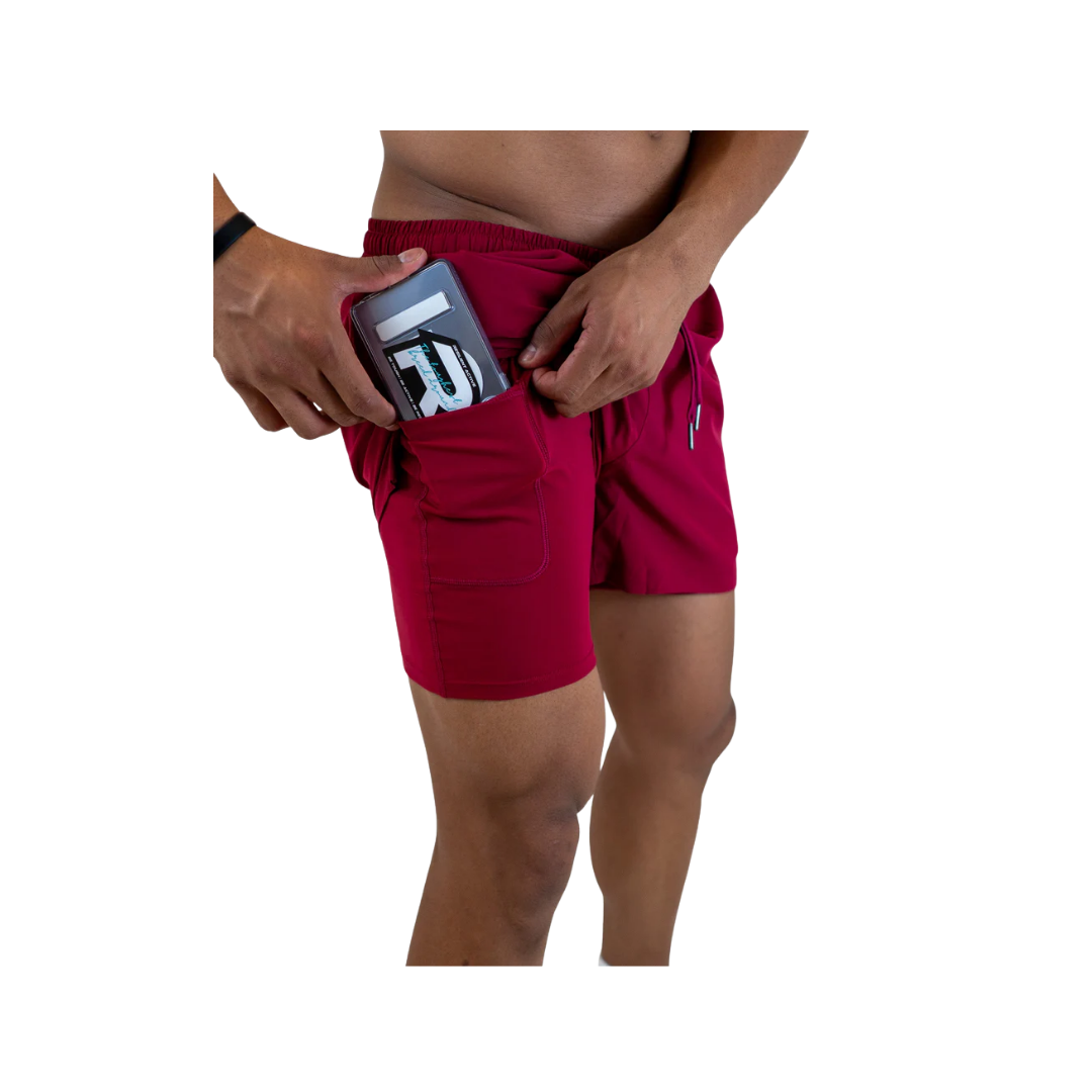 Resilient Active M's Peak 2 in 1 Shorts (Wine)