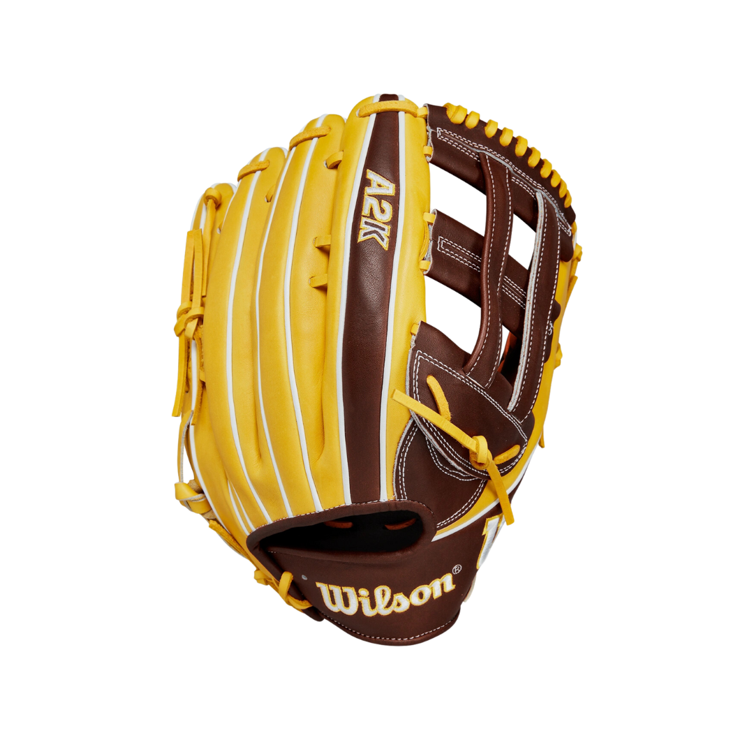 Wilson Juan Soto A2K JS22 GM 12.75” Outfield Baseball Glove (Yellow/Brown)