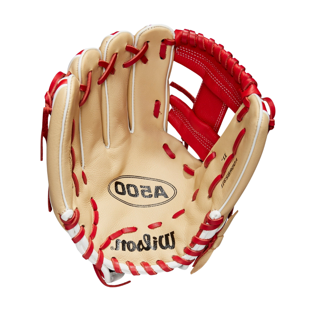 Wilson A500 Baseball Glove RH (Blonde/Scarlet) 11''